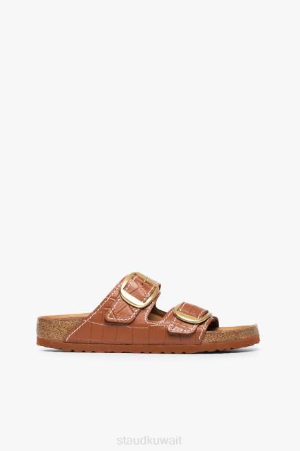 BIRKENSTOCK + STAUD 42R0929 صندل أريزونا نحيف سرج التمساح تنقش أحذية