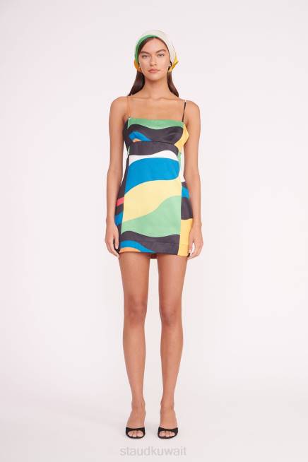 STAUD 42R010 فستان ريمنجتون نحيف موجة الرخام ملابس