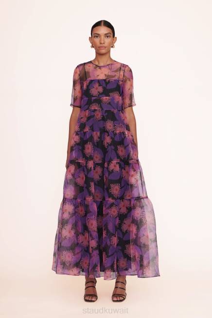 STAUD 42R0104 فستان صفير نحيف حمض الكوارتز الأزهار ملابس