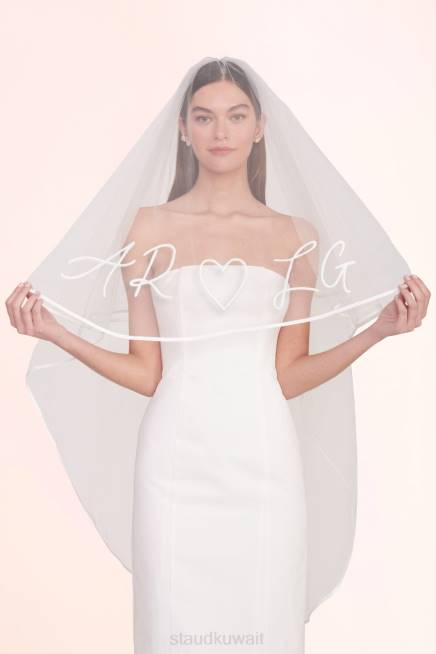 STAUD 42R01043 حجاب مطرز بالاحرف الاولى نحيف أبيض زفافي