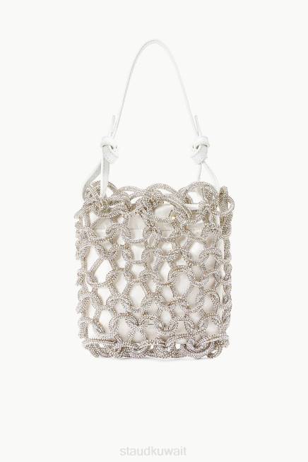 STAUD 42R01044 حقيبة كريستال صغيرة أحجار الراين نحيف أبيض زفافي