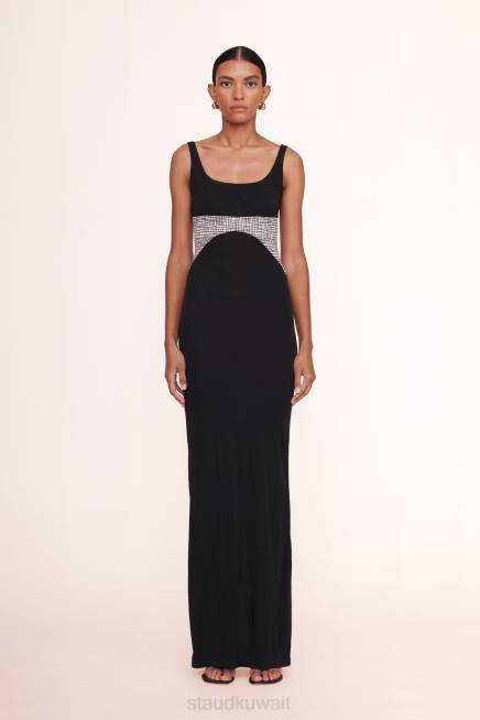 STAUD 42R01051 فستان ليلاني نحيف شبك أسود / بحري زفافي