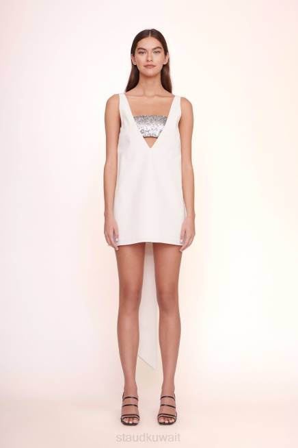 STAUD 42R01053 فستان irie نحيف الترتر الفضي العاجي زفافي