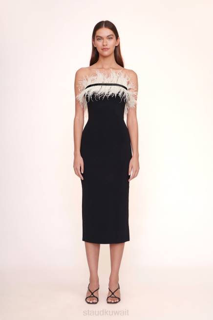 STAUD 42R01055 فستان نيللي نحيف عاج أسود زفافي