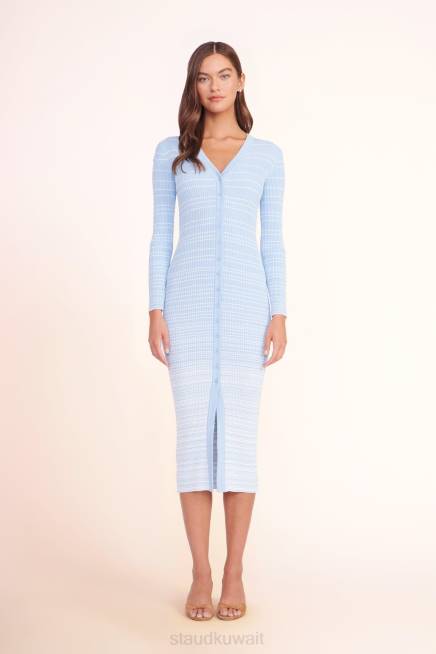 STAUD 42R0112 سترة شوكو نحيف الفرنسية الزرقاء البيضاء ملابس