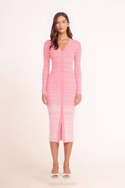 STAUD 42R0117 سترة شوكو نحيف المرجان الوردي الأبيض ملابس