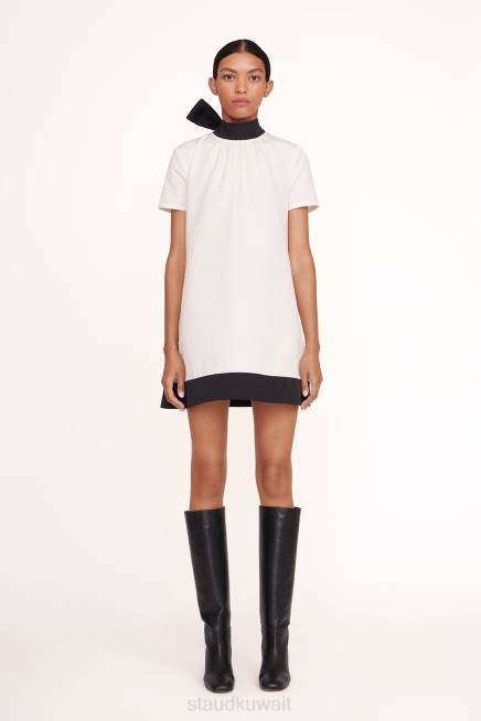 STAUD 42R0144 فستان ميني إلانا نحيف أسود عاجي ملابس