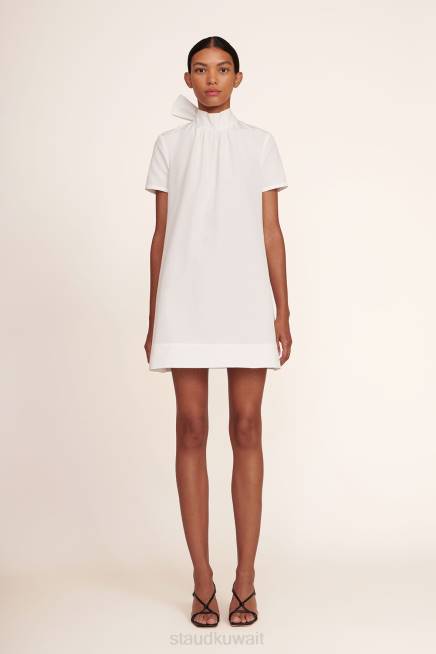 STAUD 42R0149 فستان ميني إلانا نحيف أبيض ملابس