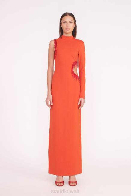 STAUD 42R017 فستان كيرستن نحيف النار الحمراء ملابس