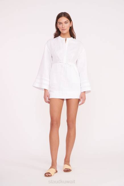 STAUD 42R0194 فستان كارلي نحيف أبيض ملابس
