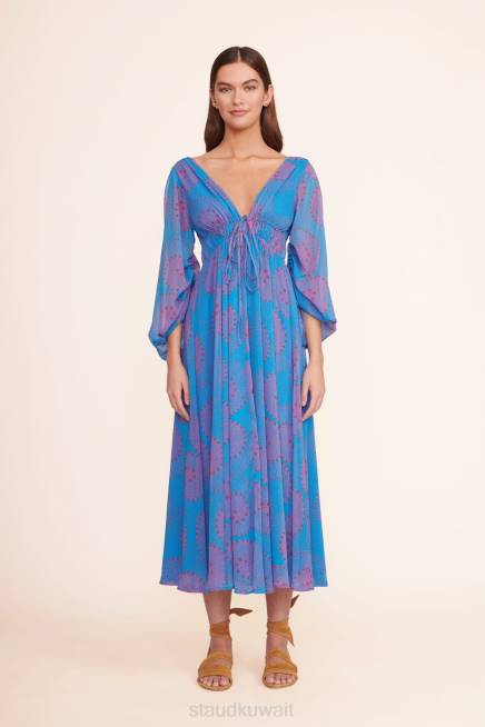 STAUD 42R0204 فستان ميدي شيلبي نحيف دوامة المحيط الهادئ ملابس