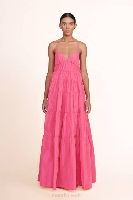 STAUD 42R0224 فستان ريبلي نحيف زهر ملابس