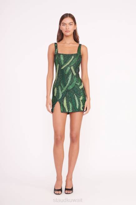 STAUD 42R022 فستان السمور le نحيف نخلة خضراء ملابس