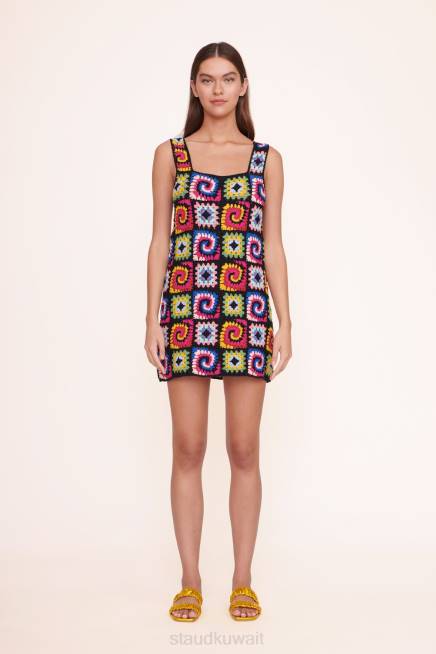 STAUD 42R0241 فستان مخدر نحيف قوس قزح الحمضي ملابس