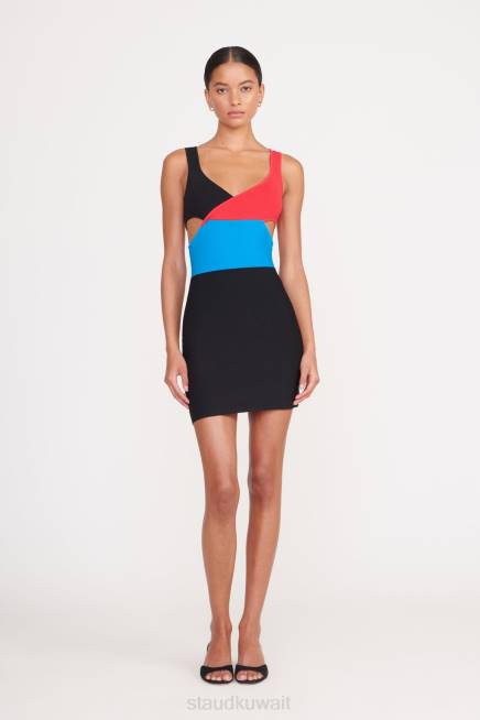 STAUD 42R025 فستان كاساندرا نحيف موجة الرخام ملابس