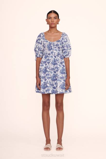 STAUD 42R0256 فستان ميني فاي نحيف تويلي أزرق ملابس