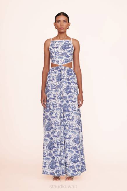 STAUD 42R0258 فستان ميلا نحيف تويلي أزرق ملابس