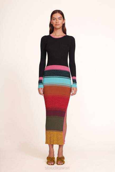 STAUD 42R0260 فستان إدنا نحيف شريط الفسيفساء ملابس