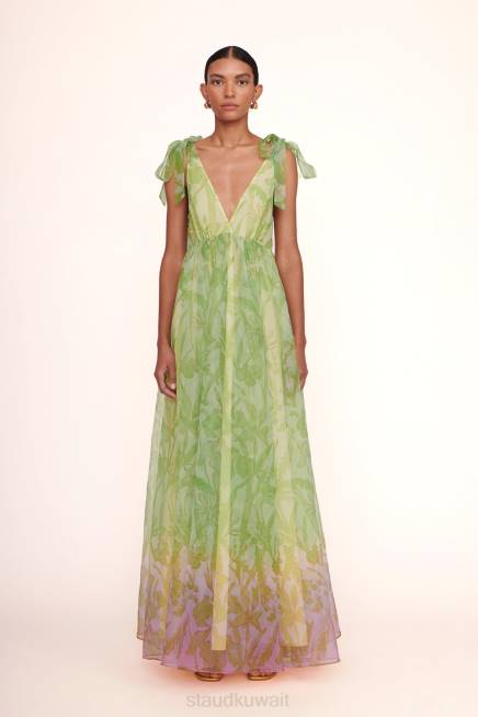 STAUD 42R0270 فستان الهندباء نحيف الجير الأرجواني الزهور البرية ملابس