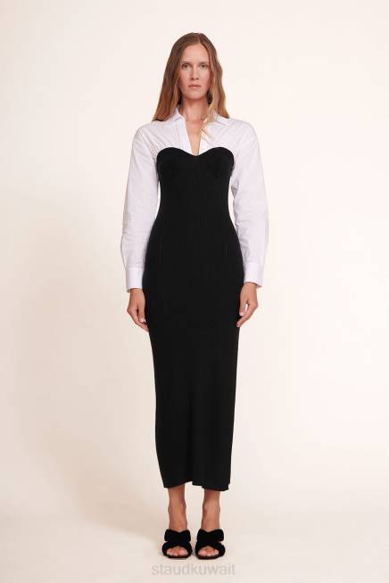 STAUD 42R0277 فستان عسلي نحيف أسود أبيض ملابس