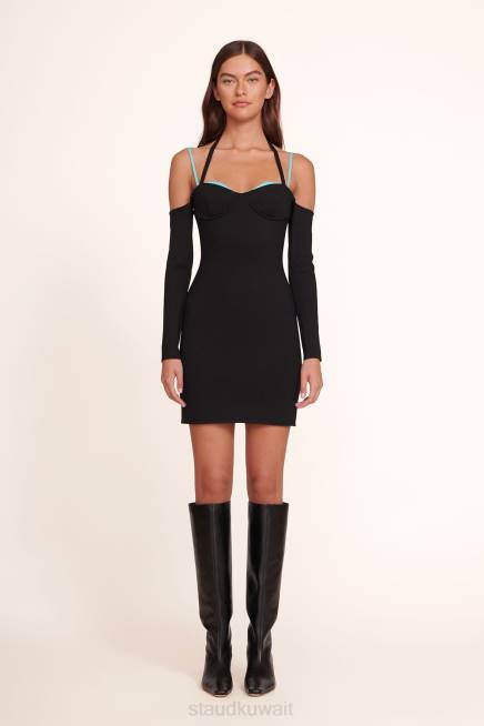 STAUD 42R0289 فستان الجرافيت نحيف المياه الكريستالية السوداء ملابس