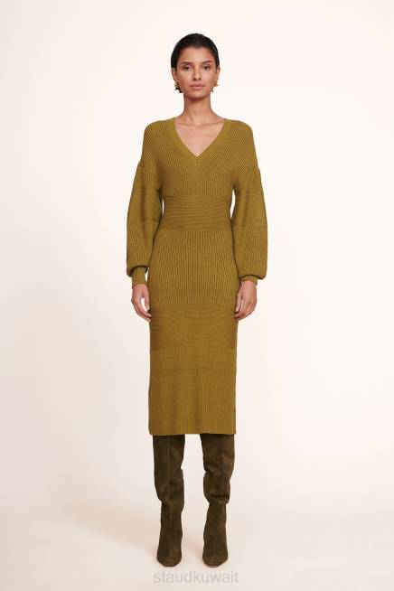 STAUD 42R0304 فستان قرنفل نحيف زيتون ملابس