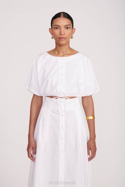 STAUD 42R0330 قمة ellington نحيف أبيض ملابس