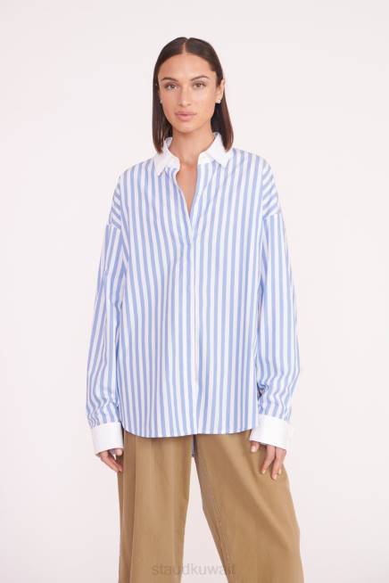 STAUD 42R0331 قميص لوغان نحيف شريط البحر ملابس