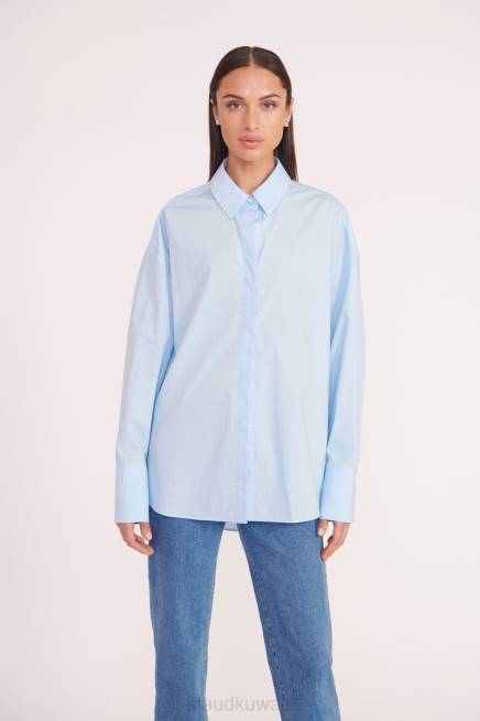 STAUD 42R0334 قميص كولتون نحيف الأزرق الفرنسي ملابس