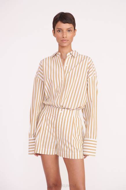 STAUD 42R0335 قميص كولتون نحيف شريط الكاكي ملابس