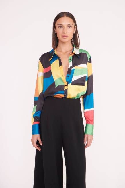 STAUD 42R0351 سترة مارثا نحيف موجة الرخام ملابس