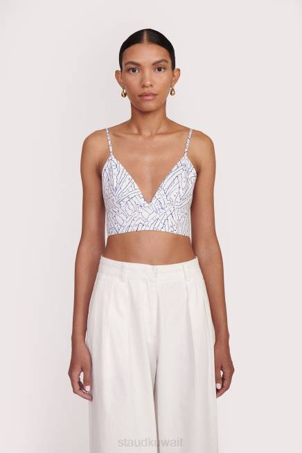 STAUD 42R0355 توب تاتوم نحيف النخيل الأزرق ملابس