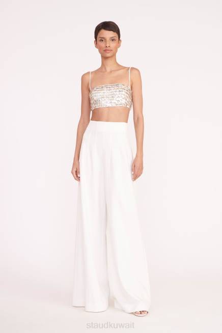 STAUD 42R0367 مونيك الأعلى نحيف أبيض ملابس