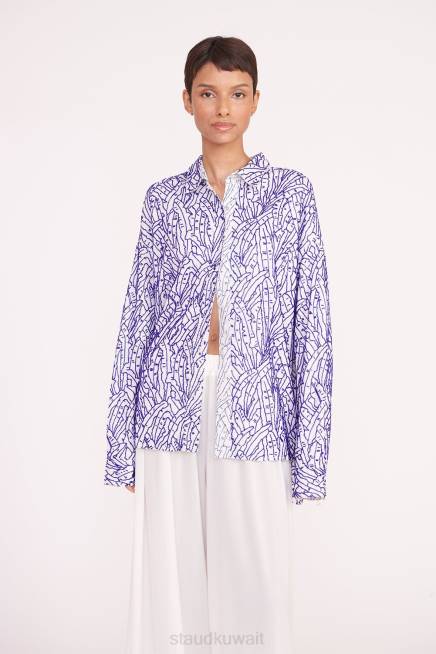 STAUD 42R0371 قمة اللحن نحيف النخيل الأزرق ملابس