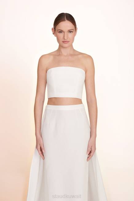 STAUD 42R0372 أعلى nyla نحيف أبيض ملابس