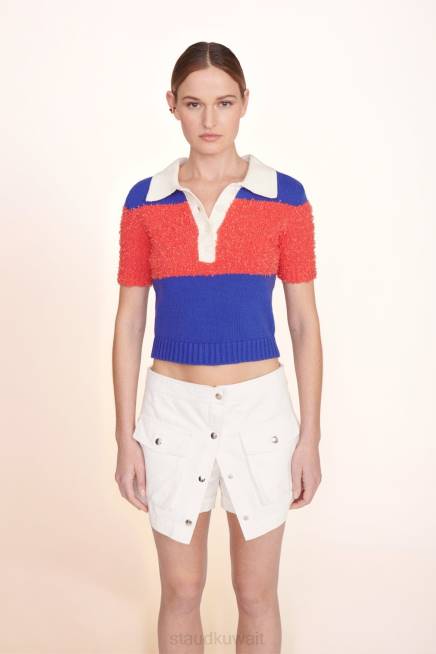 STAUD 42R0382 سبنسر الأعلى نحيف الكركديه شريط الرجبي الأطلسي ملابس