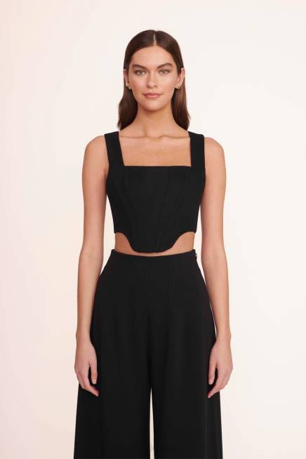 STAUD 42R0384 أليس توب تويل نحيف أسود ملابس