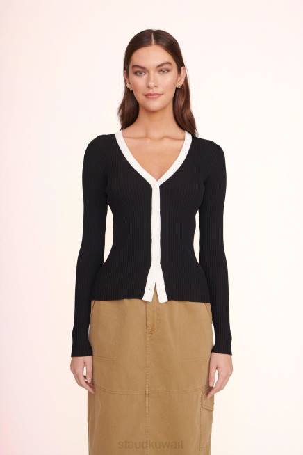 STAUD 42R0396 سترة البضائع نحيف أسود أبيض ملابس