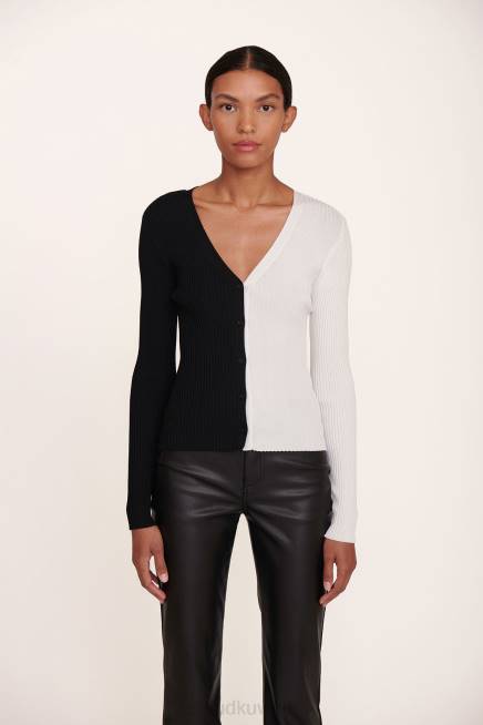 STAUD 42R0397 سترة البضائع نحيف أسود أبيض ملابس