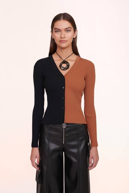 STAUD 42R0404 سترة البضائع نحيف تان الأسود ملابس