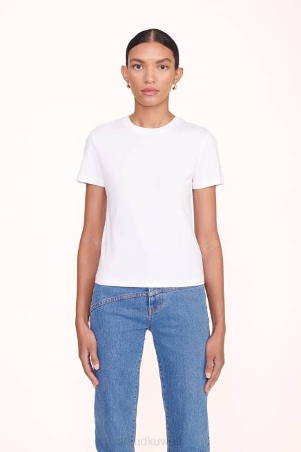 STAUD 42R0417 طاقم الرقبة تي شيرت نحيف أبيض ملابس