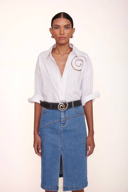 STAUD 42R0429 توب إميرسين كبير الحجم نحيف أبيض ملابس