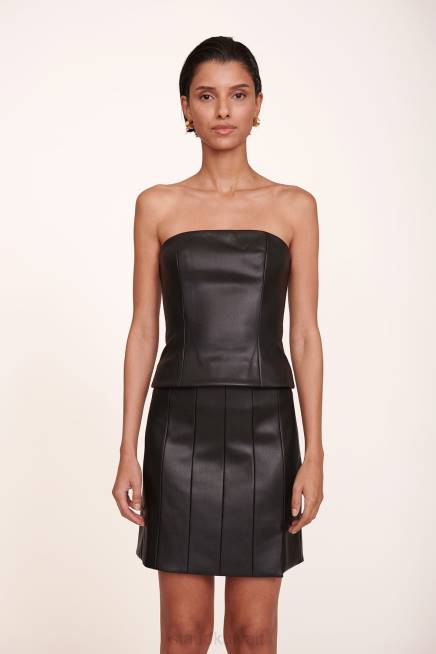 STAUD 42R0450 تتبع أعلى نحيف جلد نباتي أسود ملابس