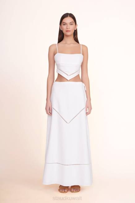 STAUD 42R0492 تنورة كاثلين نحيف أبيض ملابس