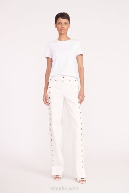 STAUD 42R0520 بانت كارتر نحيف أبيض ملابس