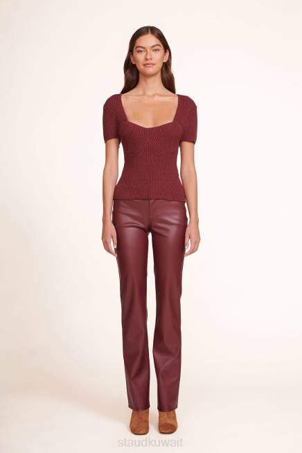 STAUD 42R0548 بانت إزميل نحيف جلد نباتي البرقوق ملابس