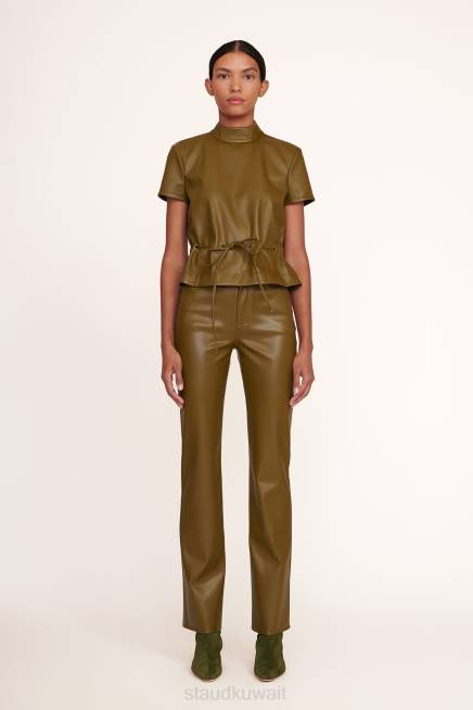 STAUD 42R0549 بانت إزميل نحيف جلد نباتي الأفوكادو ملابس