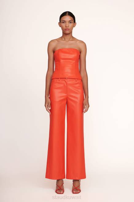 STAUD 42R0556 دومينو بانت نحيف جلد نباتي الكرز ملابس