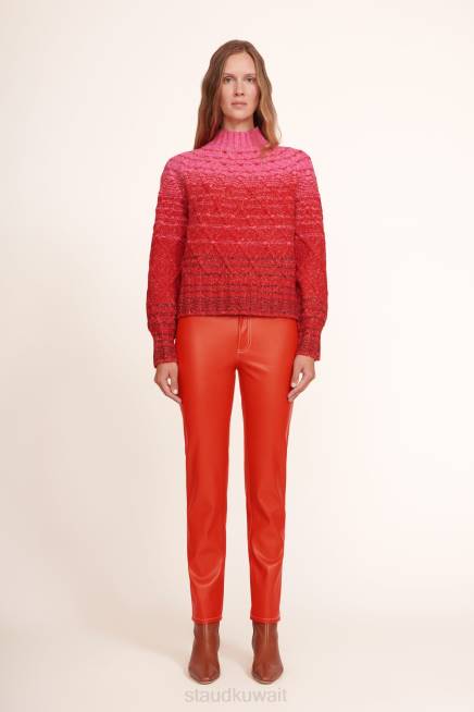 STAUD 42R0558 elliot بانت نحيف جلد نباتي الكرز ملابس