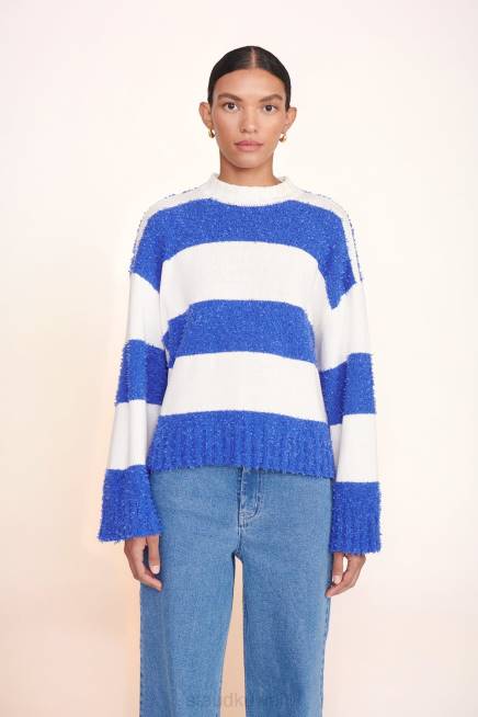 STAUD 42R0590 سترة ديلاني نحيف شريط الرجبي الأبيض الأطلسي ملابس